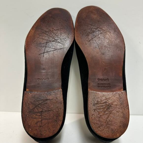 VERY GOOD Tricker's Churchill Velvet Slipper Black Handmade in England 9 / US 10 - Picture 9 of 11